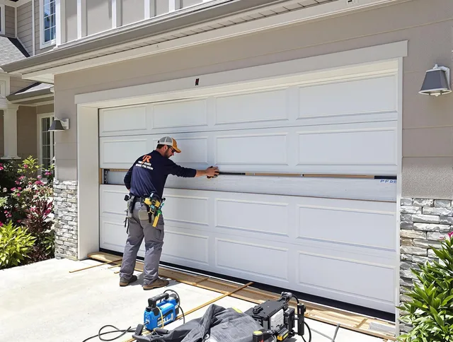 Wickliffe Garage Door Repair team performing complete garage door replacement at Wickliffe residence