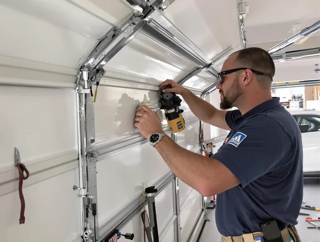 Wickliffe Garage Door Repair technician quieting a noisy garage door in Wickliffe