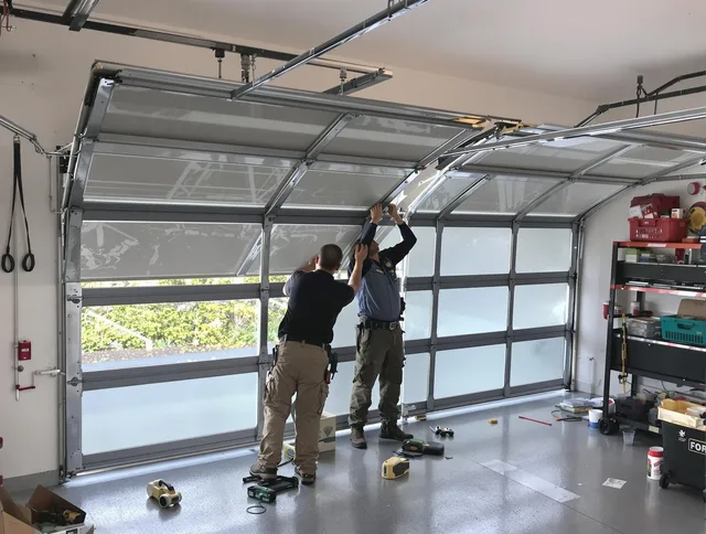 Wickliffe Garage Door Repair expert performing precise panel replacement on Wickliffe garage door